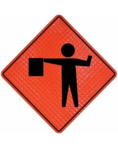 "FLAGGER SYMBOL", SIGN, ROLLUP 48X48 REFLECTIVE W/POCKETS 07-800-4025