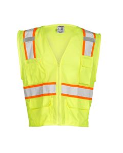 KISHIGO CLASS 2 LIME Mesh Contrast Vest w/ Zipper -Medium - 1195-M