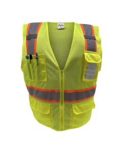 Sheffield SP-1195 Class 2 Safety Vest – Hi-Vis Yellow, Full Mesh, Reflective Tape, Zipper Front, Lightweight ANSI Compliant Gear