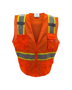 Sheffield SP-1196 Class 2 Safety Vest – Hi-Vis Orange, Full Mesh, Reflective Tape, Lightweight, Zipper Front, ANSI Compliant Gear