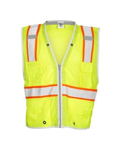 Hi-Vis Premium Brilliant Seres Heavy Duty Vest, Class 2.  Color: Lime - 1510-XL