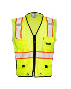 Hi-Vis Premium Black Series Heavy Duty LIME Vest Class 2-ML Kishigo-2X - 1513-2X