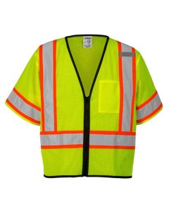 Kishigo, Single Pocket Contrasting Mesh Vest- Economy-Class 3 Lime 4X/5X - 1565-