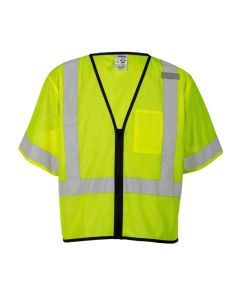 Hi-Vis Single Pocket Zipper Vest- Economy, Lime Class 3 LG/XL -1567-L-XL