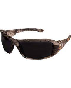 Edge TXB216CF Brazeau Polarized Wrap-Around Safety Glasses, Anti-Scratch, Non-Slip, UV 400, Military Grade, ANSI/ISEA & MCEPS Compliant, 5.04" Wide, Forest Camo Frame/Smoke Lens