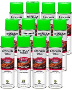 Rust-Oleum Industrial Choice M1400 System Water-Based Construction Marking Paint, 17 oz, Flourescent Green, 12 Pack