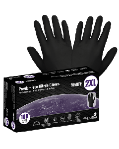 Black Nitrile 100 Disposable Gloves-M - 705BPF-M