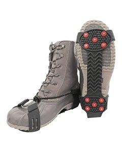 Ice Gripster Treads #ITR3610-M Nonslip Traction Cleats for Snow and Ice, Anti-Slip Overshoe Crampons with Adjustable Cinch Cord, 10 Carbon Steel Studs for Secure Grip, Medium, Black and Red