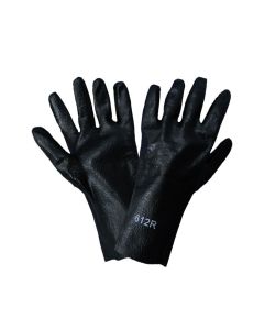 Global Glove, Economy 12-Inch Black PVC on Cotton Interlock Liner Solvent Resistant Gloves - 612R