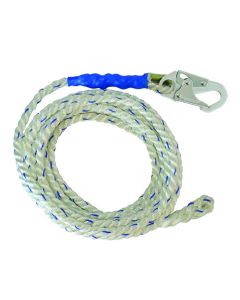 Fall Tech-5/8" Premium Polyester Rope; with 1 Snap Hook and Braid-end. - 8150