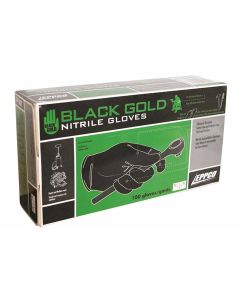 NITRILE GLOVE 4 MIL BLACK , BLACK & GOLD  TEXTURE EXTRA LARGE - 9843-XL