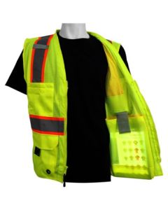 FrogWear® HV - High-Visibility Mesh Polyester Surveyors Safety Vest. Lime Class 2 - GLO-079-XL