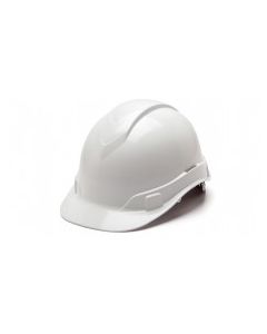 Pyramex Hard Hat, White-Ridgeline Cap Style, 4PT RATCHET SUSP  - HP44110