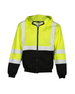 Hi-Vis Hoodie Sweatshirt with Zipper Size Large - JS102-L  Class 2 Lime