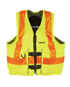 Kent Hi-Vis Mesh Deluxe Life Vest with Tuck Away D-Ring - ANSI Compliant - Class II