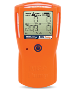 Gas Clip Gas Detector, 4 Gas, O2, CO, LEL, and H2S, - MGC-IR-PUMP