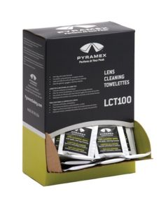 PYRAMEX, 100 Individually packaged Lens Cleaning Towelettes in a box - LCT100