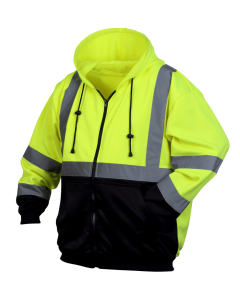 Pyramex Hi-Vis Lime Zipper Sweatshirt with Black Bottom-Class 3 Lime-M - RSZH3210M