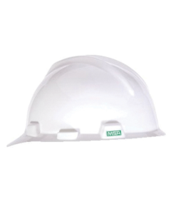 MSA V-Gard Slotted Cap, White, w/Fas-Trac III Suspension, 4pt Ratchet - 475358