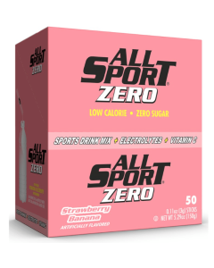 All Sport Powder Hydration Sticks | Zero Calorie | Performance Electrolyte Drink Mix | Sugar Free | 2x Potassium | Strawberry Banana | 3 grams (50 Count)