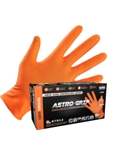 Astro-Grip Powder-Free Exam Grade Nitrile Disposable Gloves. Size X-Large, Orange, 7 mil Thickness. Chemical and Puncture Resistant. Single-Use. Pack of 100. (66474)