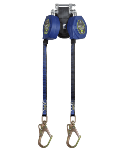 84108TP0 - 8' FT-X® EdgeCore™ Class 2 Leading Edge Personal SRL-P, Twin-leg with Steel Swivel Mini Rebar Hooks with SpeedLink™