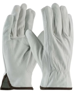 PIP 68-162/L  White Medium Grain Cowhide Leather Driver's Gloves - Keystone Thumb