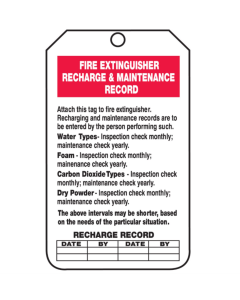 recharge and maintenance record tag