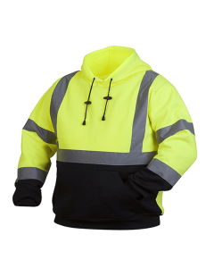 Pyramex Hi-Vis Lime Pullover Sweatshirt with Black Bottom-Class 3 Lime-M - RSSH3210M