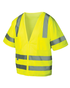 Pyramex Hi-Vis Vest, lightweight mesh , 2'' silver reflective material Class 3 Lime, RVZ3110M