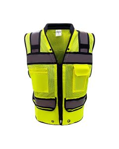 Sheffield SP-5004 Class II High Visibility Safety Vest – 9 Pockets, Reflective, ANSI/ISEA Compliant, Mesh Back, Zipper Closure, Lime