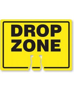 SIGN, CONE TOPPER PLASTIC BLK/YEL, 10X14 "DROP ZONE" 2 SIDED 