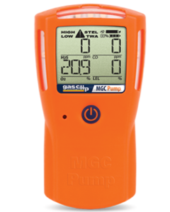 Gas Clip Gas Detector, 4 Gas, O2, CO, LEL, and H2S, - MGC-IR-PUMP