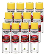 Rust-Oleum Industrial Choice M1400 System Water-Based Construction Marking Paint, 17 oz, High Visibility Yellow, 12 Pack